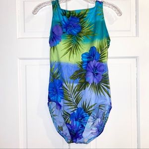 Vintage Tropical One Piece Bathing Suit